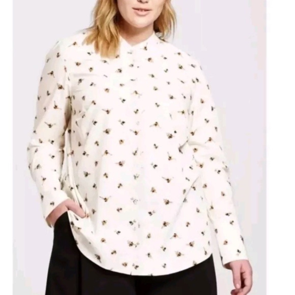 3X Victoria Beckham for Target Bee Print Button Shirt